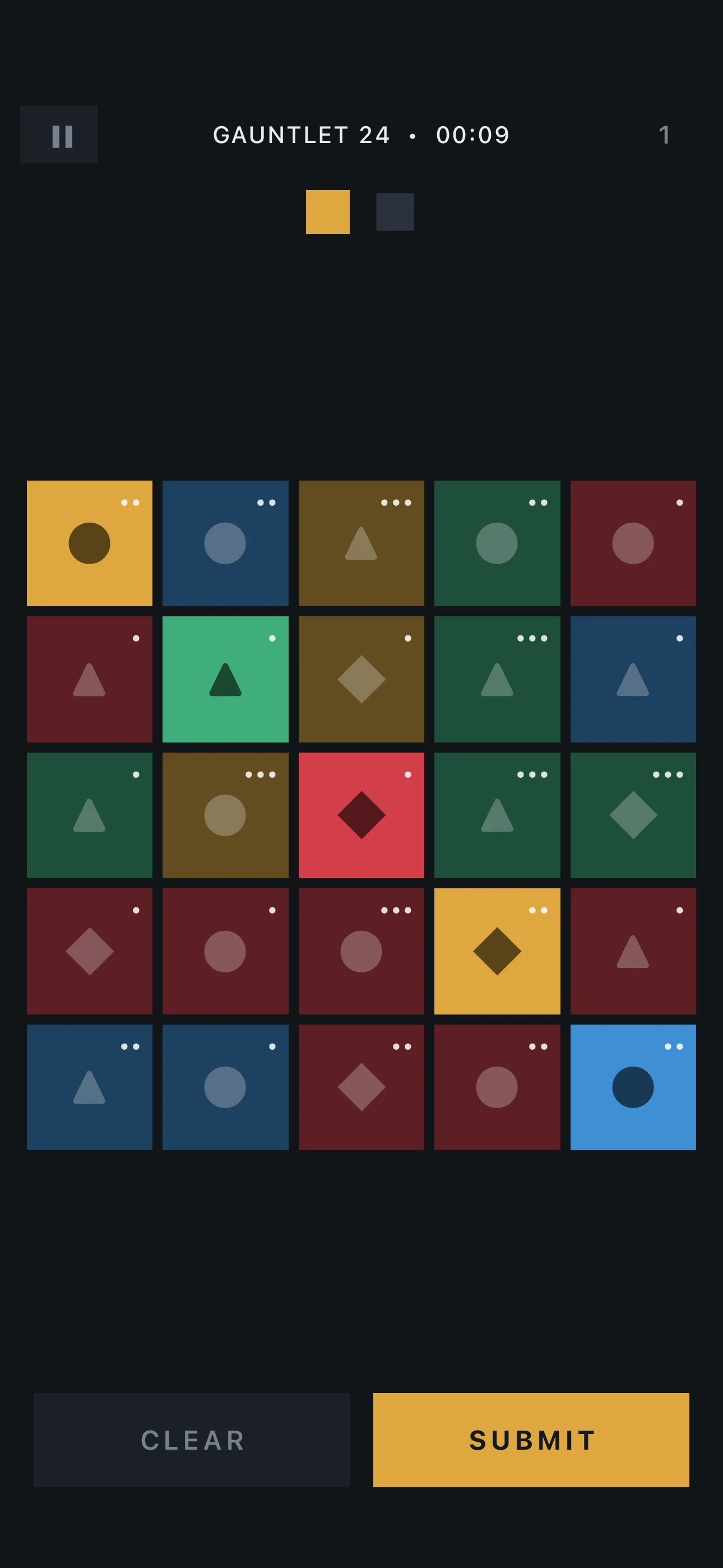 Mark tiles, submit, and read the seals: one lit means one law obeyed — but never which — screenshot