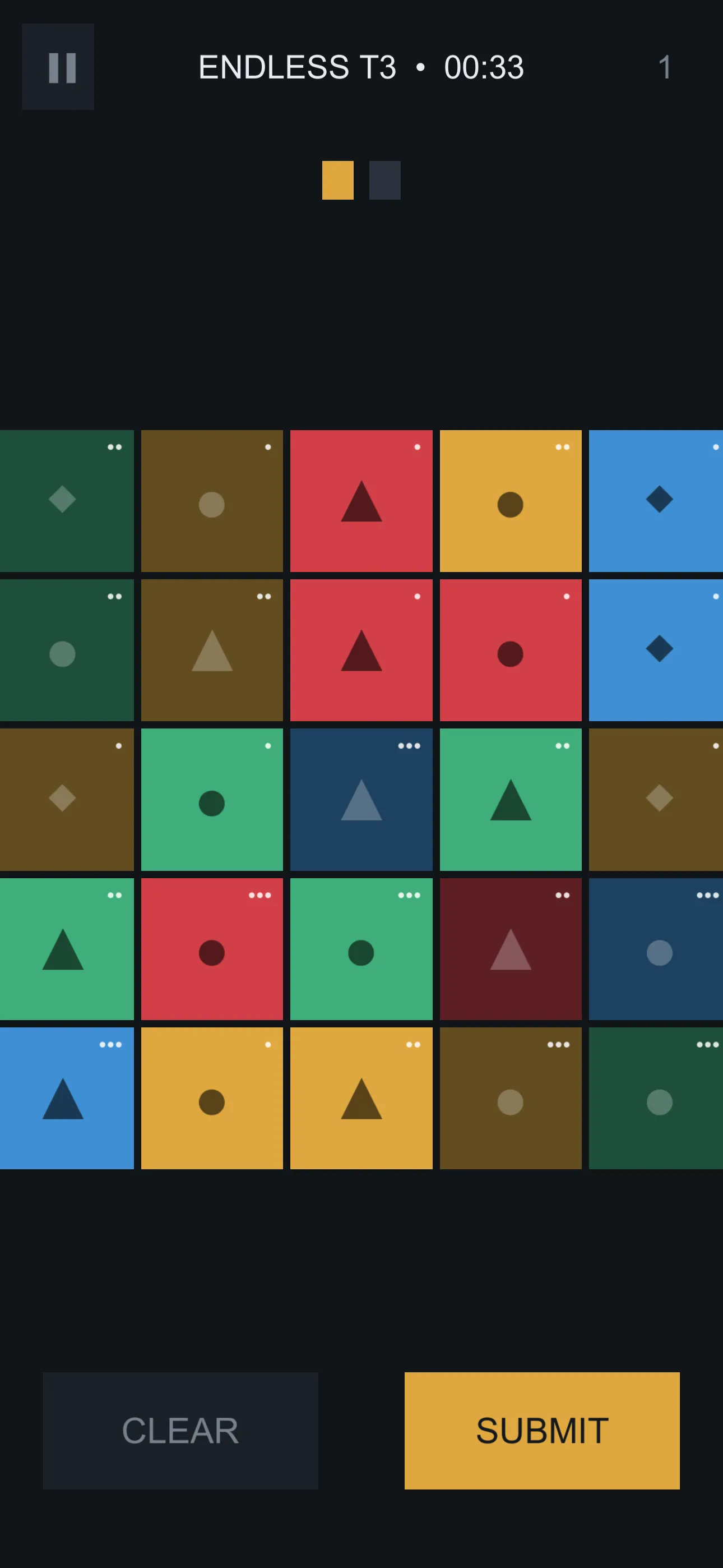 Mark tiles, submit, and read the seals: one lit means one law obeyed — but never which — screenshot
