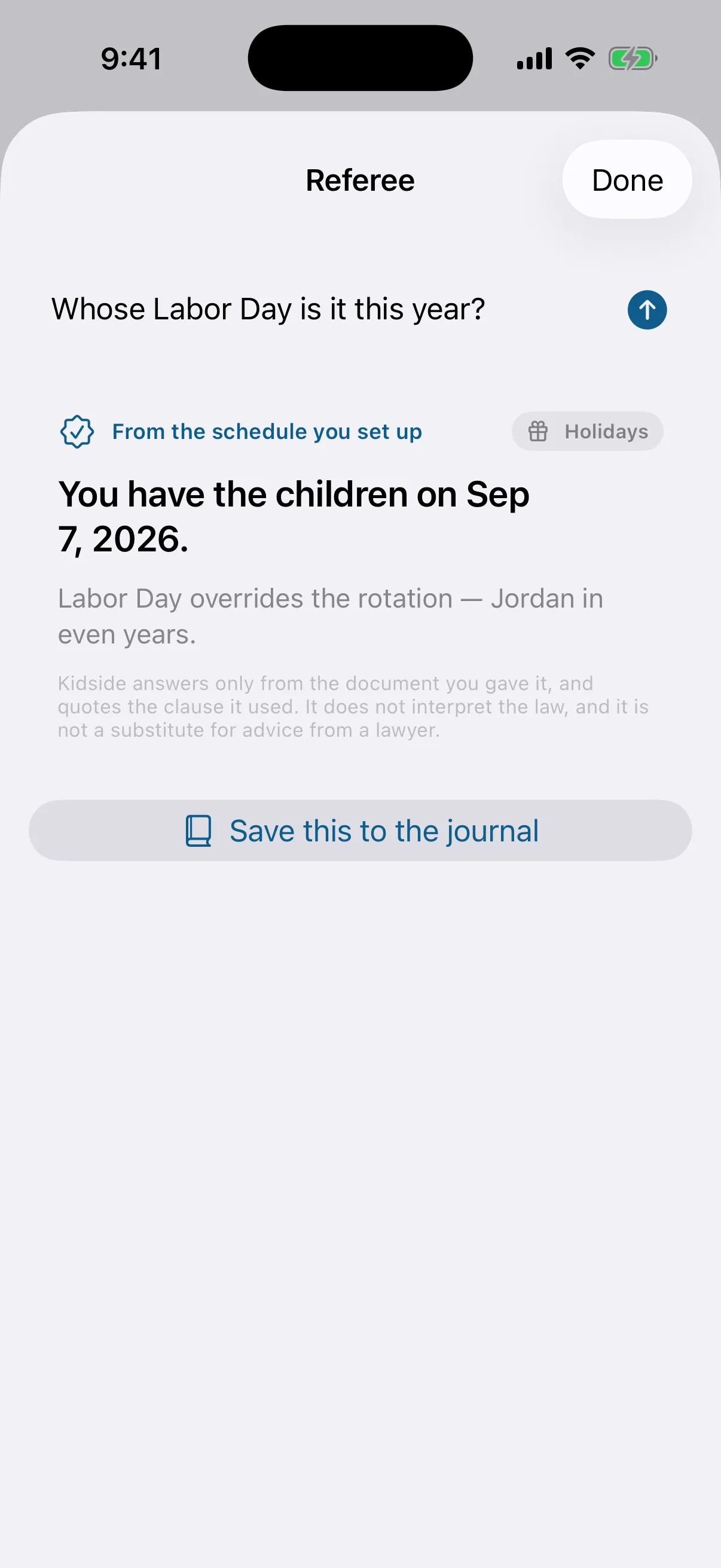 An answer, badged with what it rests on — screenshot