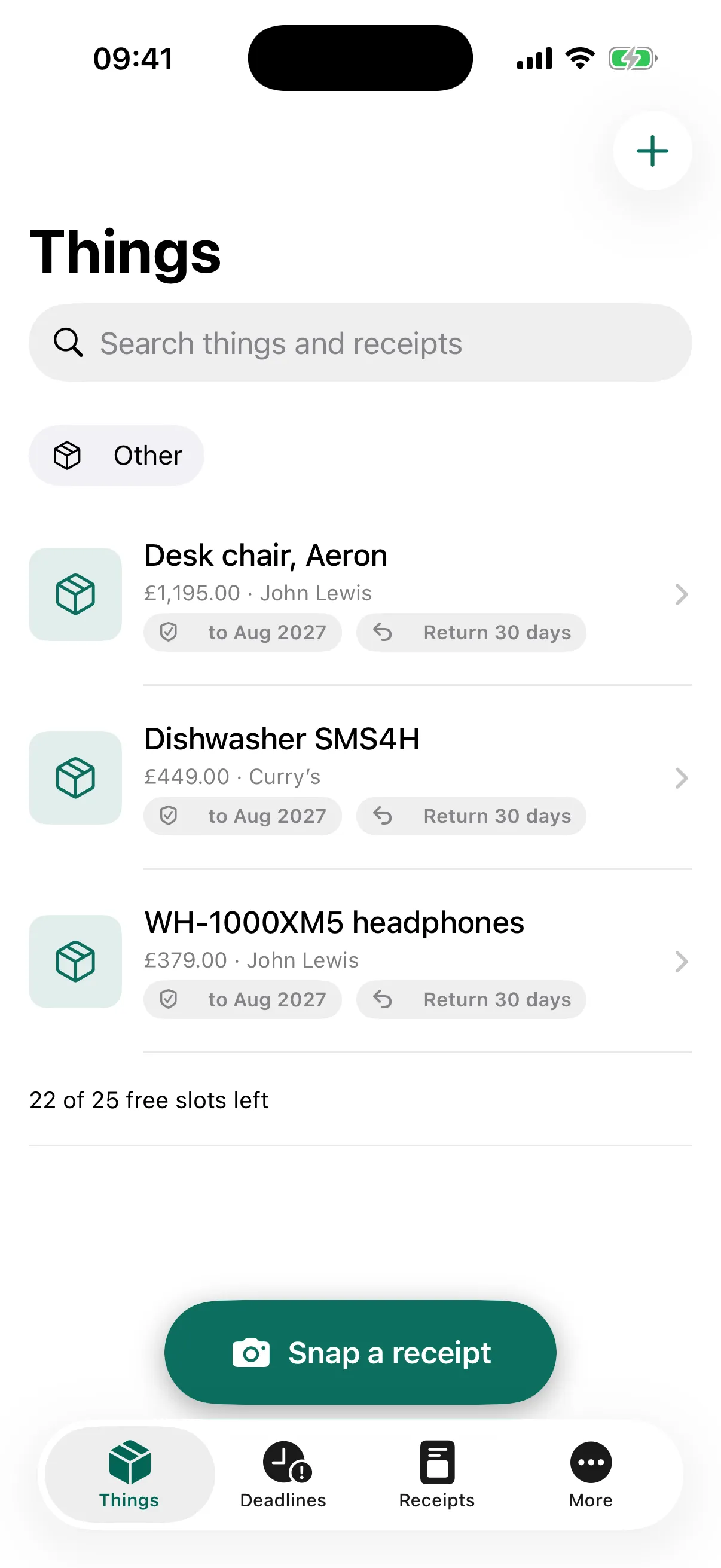 Everything you own, with both clocks on every line — screenshot
