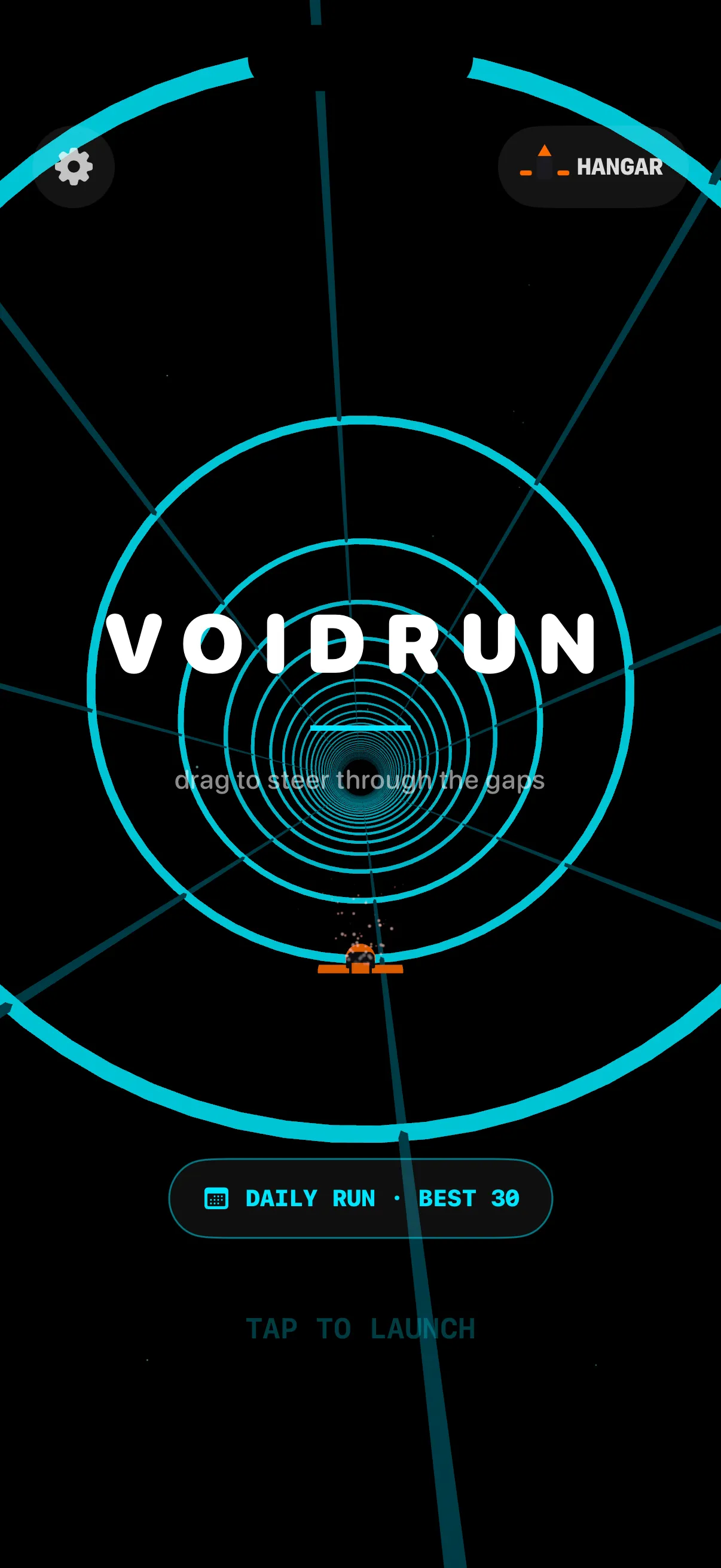 The tunnel is the menu — drag to feel the controls before you launch — screenshot
